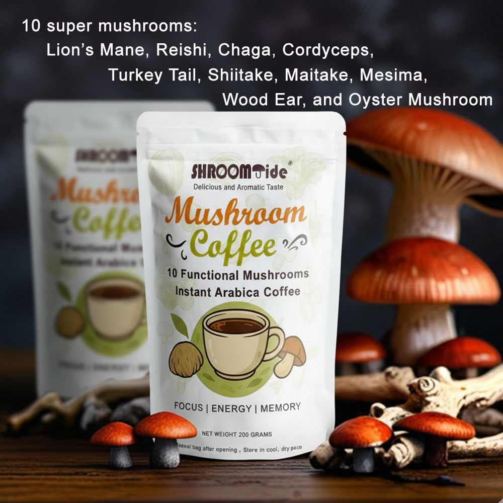 Mushroom Coffee 10 in 1 Functional Mushrooms – Organic Lion's Mane, Organic Reishi, Organic Chaga, Organic Cordyceps, Organic Turkey Tail, Organic Shiitake, Organic Maitake, Organic Mesima, Organic Wood Ear Mushroom, Organic Oyster Mushroom - Image 3