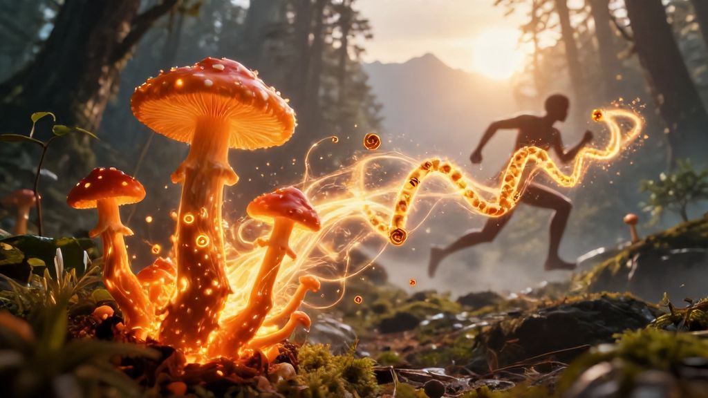 A runner preparing for a workout with a cup of Shroomtide Cordyceps mushroom coffee for energy.